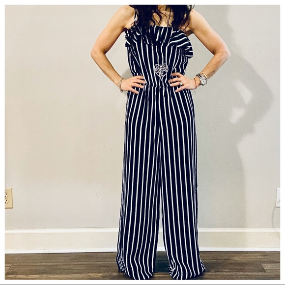 WIDE LEG TANK STRIPED JUMPSUIT - Picture 2 of 8